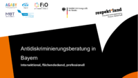 Folien der Vorstellung des Netzwerks von Antidiskriminierungsberatungen in Bayern als PDF. 