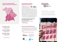 Infoflyer über die Angebote der Mobilen Beratung gegen Rechtsextremismus in Bayern.