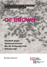 PDF-Datei des Flyers über die digitale Veranstaltungsreihe der Mobilen Beratung gegen Rechtsextremismus. 