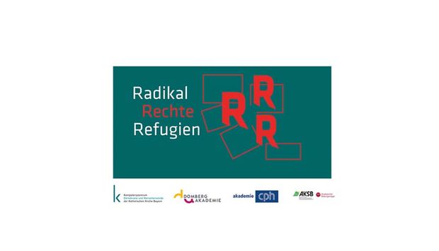 Das Logo und die Online-Diskussionsreihe „Radikal Rechte Refugien“ und die Logos der ausrichtenden Organisationen.