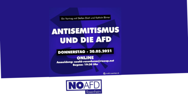 Das Veranstaltungsplakat mit dem Titel Antisemitismus und die AfD mit dem Logo des Bündnisses noAfD