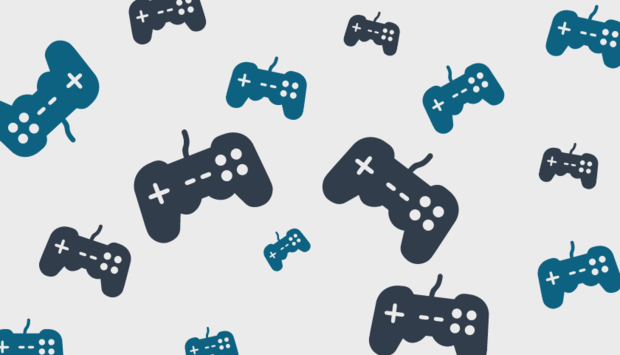 verschiedenfarbige Icons von Gaming-Controller als Symbol für Gaming.