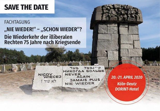 Der Veranstaltungsflyer der Fachtagung "Nie Wieder! Schon Wieder! am 20. und 21.04.2020