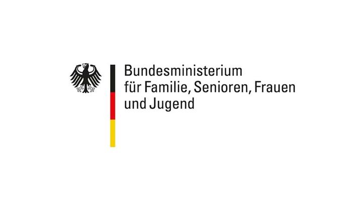 Logo des Bundesministeriums für Familie, Senioren, Frauen und Jugend. 
