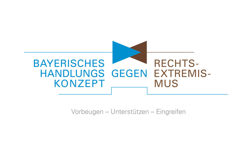 Das blau-braune Logo des Bayerischen Handlungskonzept gegen Rechtsextremismus.