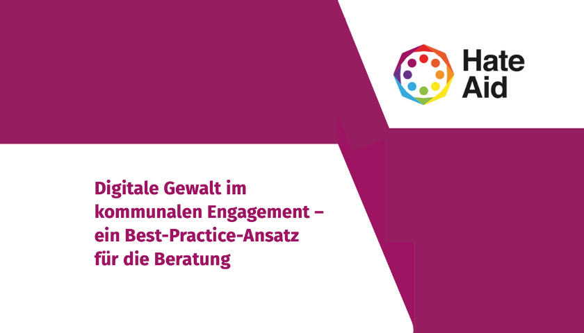 Das Cover der Publikation: "Digitale Gewalt im komunalen Engagement – ein Best-Practice-Ansatz für die Beratung" von Hait Aid