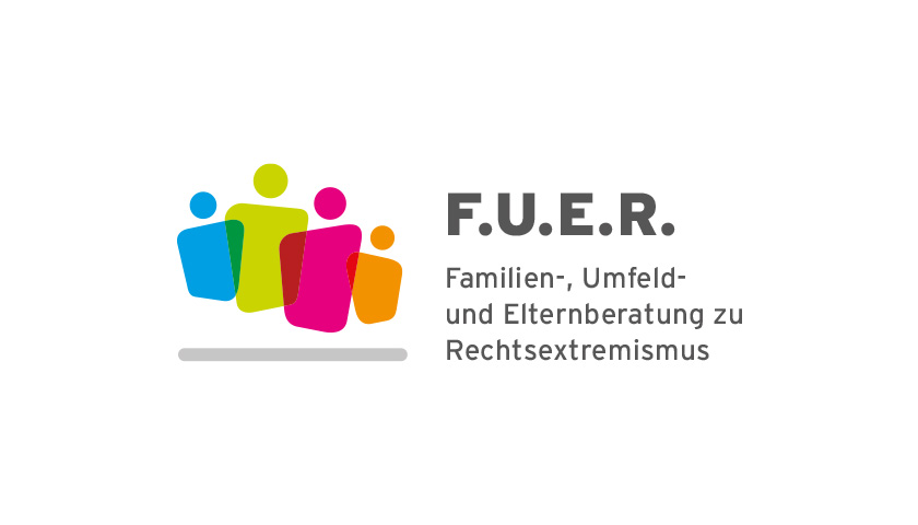 Das Logo der Familien-, Umfeld- und Elternberatung zu Rechtsextremismus in Bayern (F.U.E.R.).